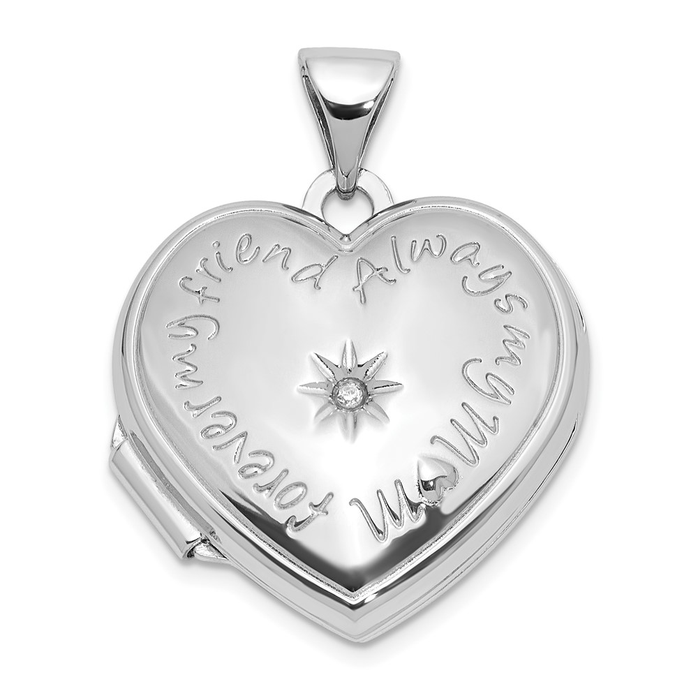 QLS1118.jpg SS Rhod-plated Polished Diamond 18mm Always My Mom Heart Locket - Image 1