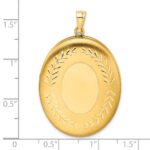 1/20 14K Gold Filled 34mm Polished/Satin Leaf Border 2-Frame Oval Locket - Image 4