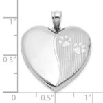 Sterling Silver Rhodium-plated Polished Paw Print 24mm Heart Locket - Image 5