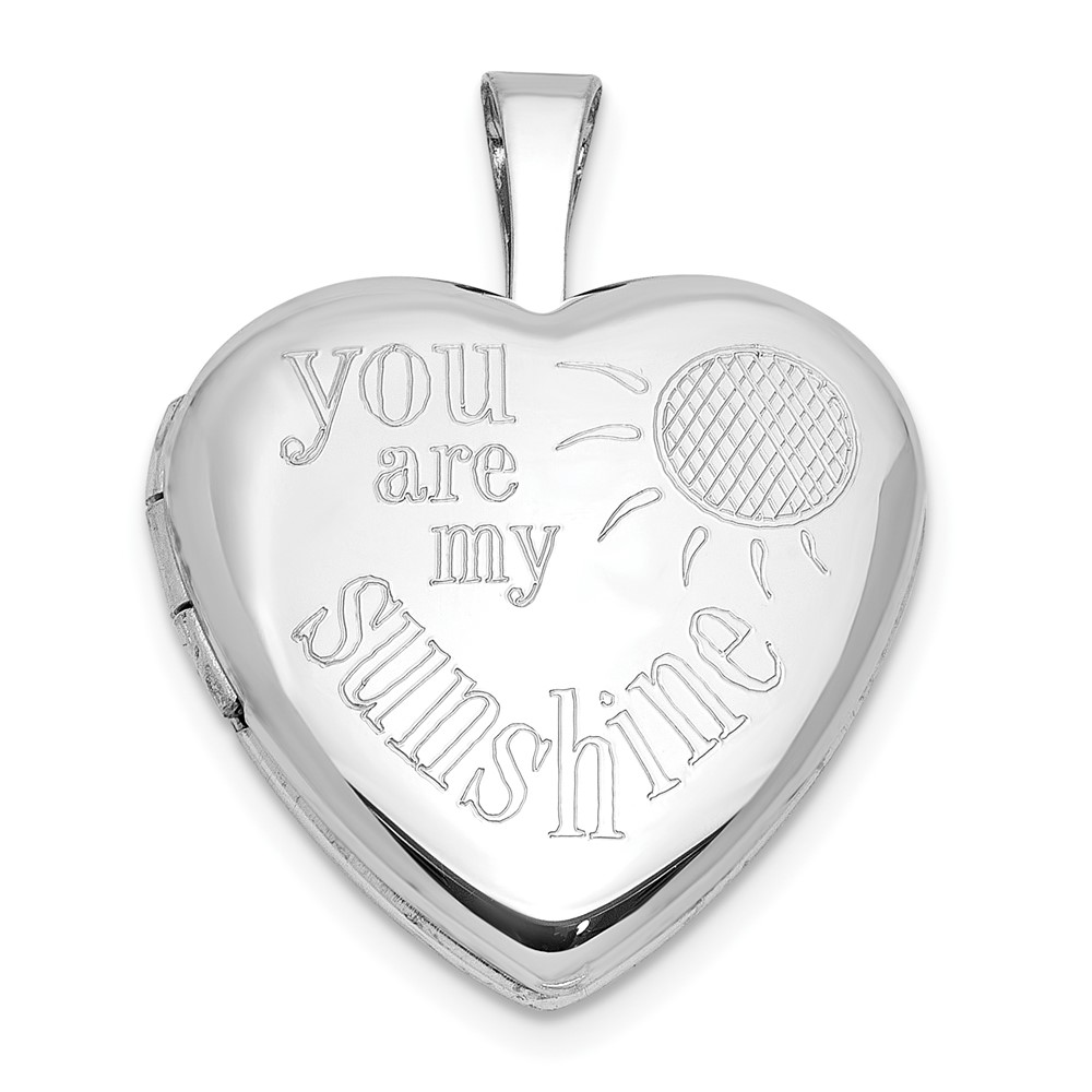 QLS1155.jpg Sterling Silver Rh-plated YOU ARE MY SUNSHINE 16mm Heart Locket - Image 1