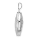 Sterling Silver Rhod-Plated 19x15mm Foot Prints Reversible Oval Locket - Image 2