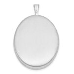 Sterling Silver Rhodium-plated Cross 26mm Oval Locket - Image 3
