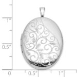 Sterling Silver Rhodium-plated Polished Filigree 26mm Oval Locket - Image 5
