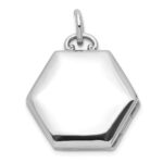 Sterling Silver Rhodium-plated Polished CZ Star 16mm Hexagon Locket - Image 3