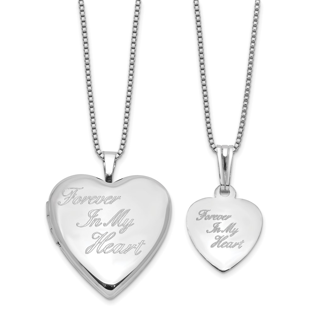 QLS1192SET.jpg Sterling Silver RH-plated FOREVER 20mm/12mm Locket/Pendant Set - Image 1