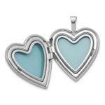 Sterling Silver Rhodium-plated Brushed 1/20 carat Diamond Two Dolphins 20mm Heart Locket - Image 4