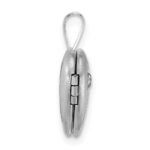 Sterling Silver Rhodium-plated Brushed And Polished 1/20 carat Diamond 12mm Heart Locket - Image 2