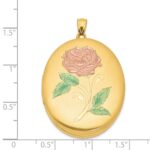 1/20 14K Gold Filled 34mm Enameled Flower Oval Locket - Image 4