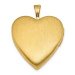 Sterling Silver Gold-plated Polished Front/Brushed Back Pink Angel Resin Cameo 20mm Heart Locket - Image 3