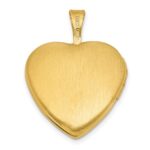 Sterling Silver Gold-plated Polished Front/Brushed Back Engraved Cross 16mm Heart Locket - Image 3
