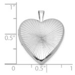 Sterling Silver Rhodium-plated Polished Front/Brushed Back Starburst Pattern 20mm Heart Locket - Image 5