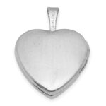 Sterling Silver Rhodium-plated Polished Front/Brushed Back Diamond-cut Twin Hearts 16mm Heart Locket - Image 3