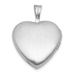Sterling Silver Rhodium-plated Polished Front/Brushed Back Foot Prints with Star 16mm Heart Locket - Image 3