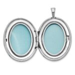 Sterling Silver Rhodium-plated Polished Front/Brushed Back 1/20 carat Diamond Hearts Swirl Design 26mm Oval Locket - Image 4