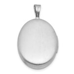 Sterling Silver Rhodium-plated Brushed And Polished 1/20 carat Diamond 16mm Oval Locket - Image 3