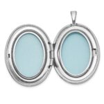 Sterling Silver Rhodium-plated Polished Front/Brushed Back ALWAYS ON MY MIND FOREVER IN MY HEART 20mm Oval Locket - Image 4