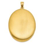 Sterling Silver Gold-plated Polished Front/Brushed Back Fleur De Lis 28mm Oval Locket - Image 3