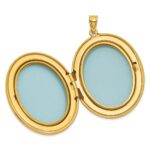 Sterling Silver Gold-plated Polished Front/Brushed Back Fleur De Lis 28mm Oval Locket - Image 4