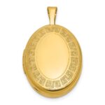 Sterling Silver Gold-plated Polished Front/Brushed Back Greek Key 16mm Oval Locket