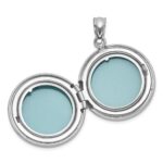 Sterling Silver Rhodium-plated Brushed Diamond-cut with 1/20 carat Diamond Cross 20mm Round Locket - Image 4