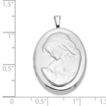 Sterling Silver Rhodium-plated 26mm Mother and Baby Oval Locket - Image 4