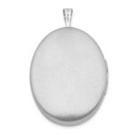 Sterling Silver Rhodium-plated 26mm Leaf Border Oval Locket - Image 3