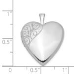 Sterling Silver Rhodium-plated 20mm Polished Swirl Heart Locket - Image 4