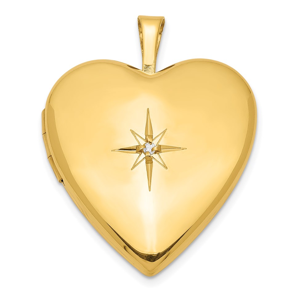 QLS370.jpg Sterling Silver Gold-plated Diamond Star 20mm Heart Locket - Image 1