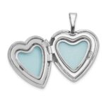 Sterling Silver Rhodium-plated 16mm Polished & Satin Cross Heart Locket - Image 5