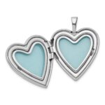 Sterling Silver Rhodium-plated 20mm Polished Front/Satin Back Heart Locket - Image 5