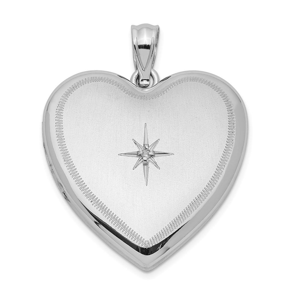 QLS400.jpg Sterling Silver Rhodium-plated & Diamond 24mm D/C Heart Locket - Image 1