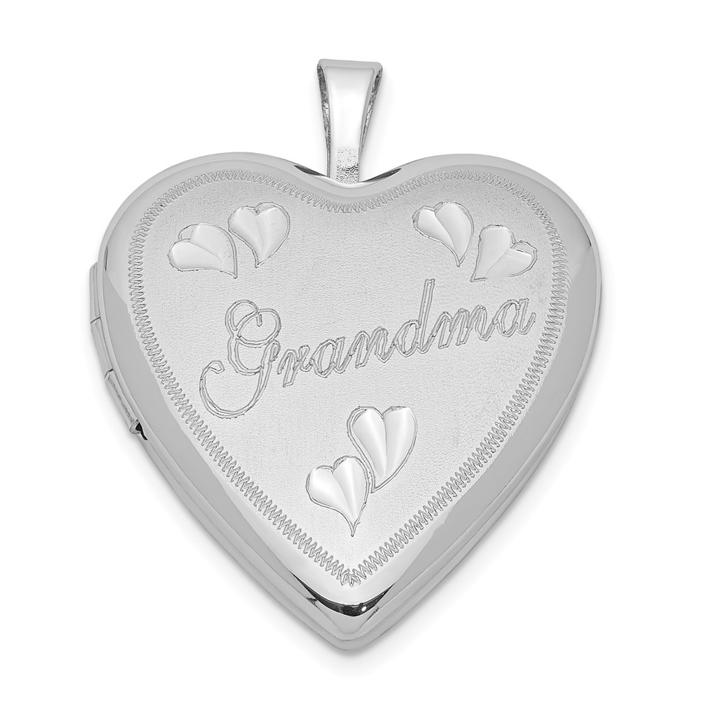 QLS411.jpg Sterling Silver Rhodium-plated 20mm D/C Grandma Heart Locket - Image 1