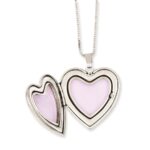 Sterling Silver Rhodium-plated Enameled Polished/Satin Rose I Love You Heart Mom 18in Locket & Daughter 14in Pendant Necklace Set - Image 2