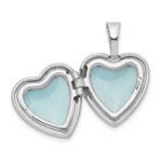 Sterling Silver Rhodium-plated Flower Border 12mm Heart Locket - Image 5