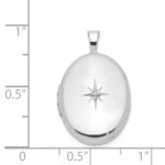 Sterling Silver Rhodium-plated & Diamond Polished 19mm Oval Locket - Image 4