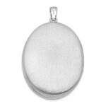 Sterling Silver Rhodium-plated Satin & Enameled Floral 34mm Oval Locket - Image 3