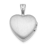 Sterling Silver Rhodium-plated Cross w/ Enamel Flowers 12mm Heart Locket - Image 3