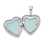 Sterling Silver Rhodium-plated Cross w/ Enamel Flowers 12mm Heart Locket - Image 5