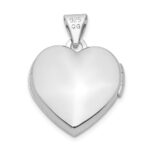 Sterling Silver Rhodium-plated 15mm Double Heart on Heart Locket - Image 3