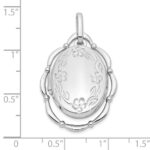 Sterling Silver Rhodium-plated 21x16mm Floral Oval Locket - Image 4