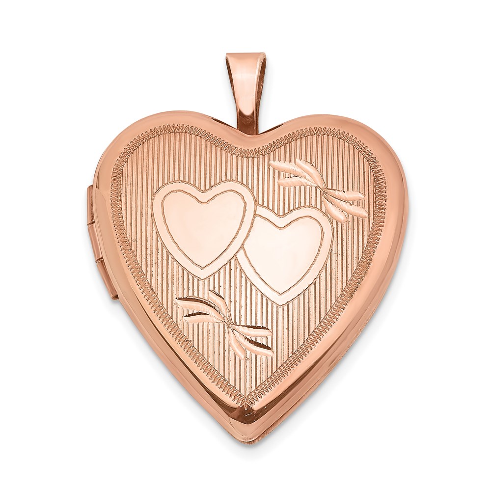 QLS742.jpg Sterling Silver Rose Gold-plated 20mm Double Hearts Heart Locket - Image 1