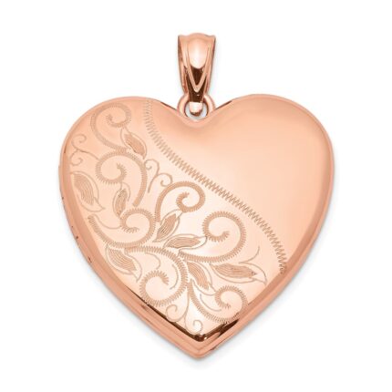 Sterling Silver Rose Gold-plated 24mm Scrolled Heart Family Locket