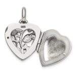 Sterling Silver Antiqued Filigree Top Polished Back 16mm Heart Locket - Image 3