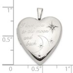 Sterling Silver Rhod-pltd 20mm LOVE TO THE MOON Diamond Heart Locket - Image 5