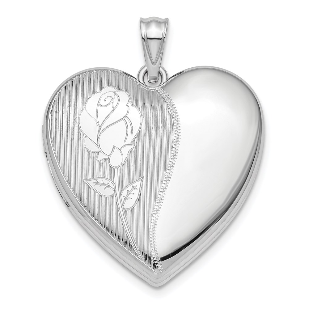 QLS876.jpg Sterling Silver Rhodium-plated Flower Ash Holder Heart Locket - Image 1