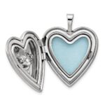 Sterling Silver RH-pltd Satin/Polish Enamel 20mm Vibrant CZ Heart Locket - Image 2