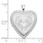 Sterling Silver Rhod-pltd 21mm Satin/Polished Heart w/Wings Heart Locket - Image 5