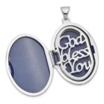 Sterling Silver RH-pltd w/Yellow Rhod Dia God Bless Angel Family Locket - Image 4