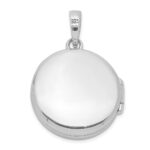 Sterling Silver Rhodium-plated Polished CZ 20mm Circle Locket - Image 4