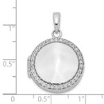 Sterling Silver Rhodium-plated Polished CZ 20mm Circle Locket - Image 5